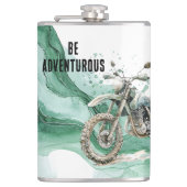 Green Motorcycle Adventure Flachmann (Vorderseite)