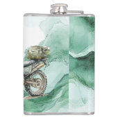 Green Motorcycle Adventure Flachmann (Rückseite)