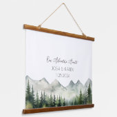 Green Mountain Alternative Wedding Guest Book Wandteppich Mit Holzrahmen (Gewinkelt)