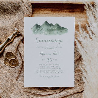 Green Mountain Country Calligraphy Quinceañera Einladung