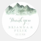 Green Mountain Country Danke Gastgeschenk Hochzeit Runder Aufkleber (Vorderseite)
