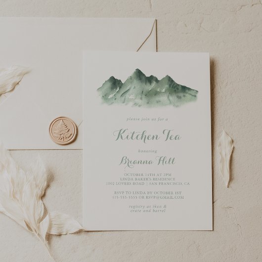 Green Mountain Country Kitchen Tee Brautparty Einladung