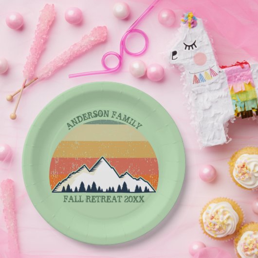 Green Mountain Sunset Forest Family Wiedersehen Pa Pappteller (Party)