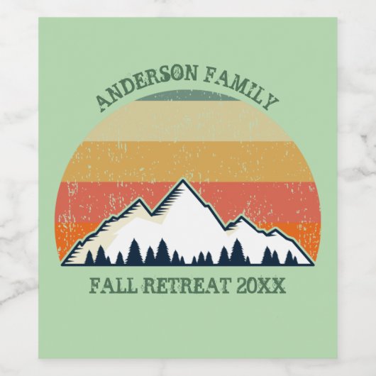 Green Mountain Sunset Forest Family Wiedersehen Pa Weinetikett (Einzelnes Label)