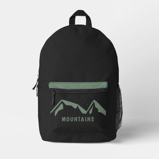 Green Mountains Black Backpack Bedruckter Rucksack (Vorderseite)