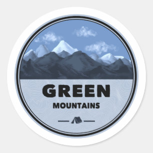Green Mountains Vermont Camping Runder Aufkleber