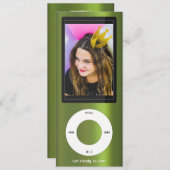 Green MP3 Music Player Birthday Einladung (Vorne/Hinten)