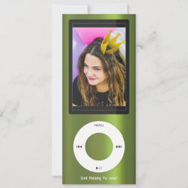 Green MP3 Music Player Birthday Einladung