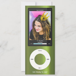 Green MP3 Music Player II Birthday Einladung