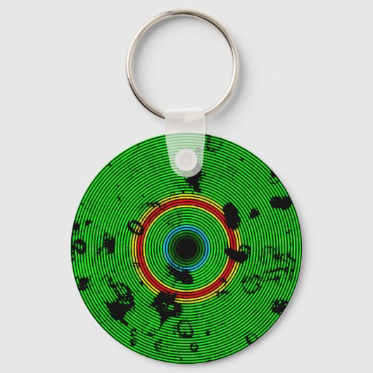 GREEN Multicolor Vinyl Disk Texture Muster Schlüsselanhänger (Vorderseite)