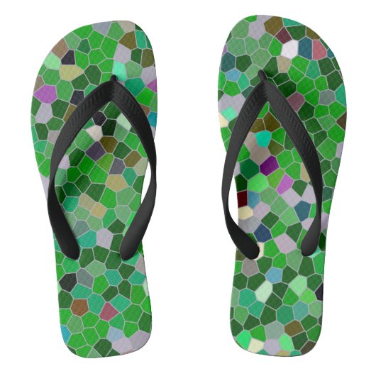 GREEN Multicolored Garden Pattern Badesandalen (Fußbett)