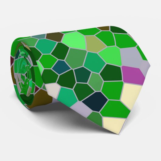 GREEN Multicolored Garden Pattern Krawatte (Gerollt)