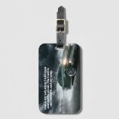 Green Muscle Car Burnout mit Isaiah 12:2 Verse Gepäckanhänger (Vorderseite Vertikal)