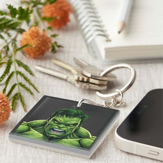 Green Muscular Creature Keychain Schlüsselanhänger (Vorderseite rechts)