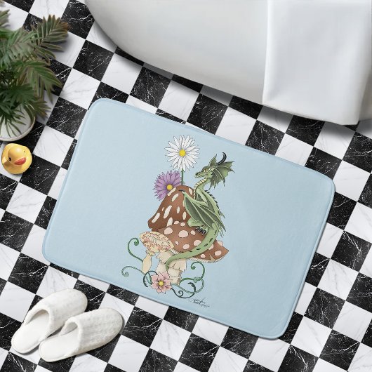 Green Mushroom Dragon Fantasy Blume Badematte