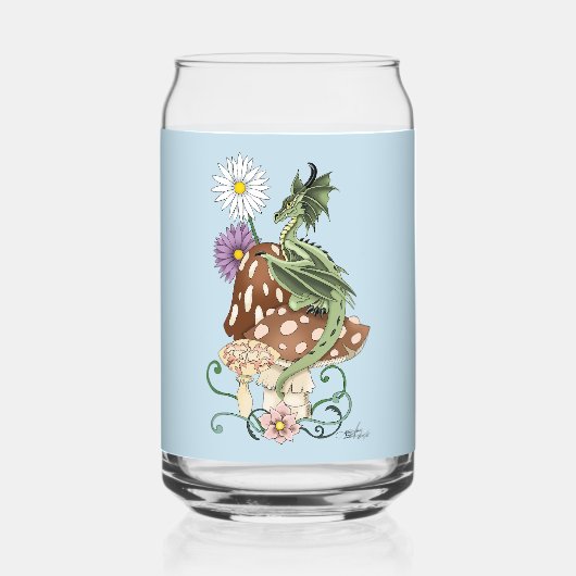 Green Mushroom Dragon Fantasy Blume Dosenglas (Vorderseite)