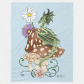 Green Mushroom Dragon Fantasy Blume Fleecedecke (Vorderseite)