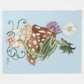 Green Mushroom Dragon Fantasy Blume Fleecedecke (Vorderseite (Horizontal))