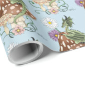 Green Mushroom Dragon Fantasy Blume Geschenkpapier (Rolleneckpunkt)