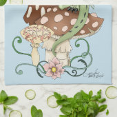 Green Mushroom Dragon Fantasy Blume Geschirrtuch (Gefaltet)