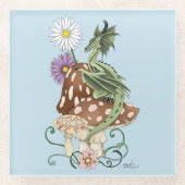 Green Mushroom Dragon Fantasy Blume Glasuntersetzer (Vorderseite)
