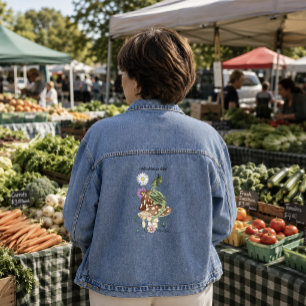 Green Mushroom Dragon Fantasy Blume Jeansjacke