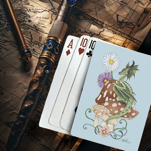 Green Mushroom Dragon Fantasy Blume Spielkarten