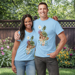 Green Mushroom Dragon Fantasy Blume T-Shirt
