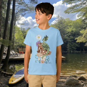 Green Mushroom Dragon Fantasy Blume T-Shirt