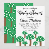 Green Mushrooms Girl Baby Dusche Einladung (Vorne/Hinten)