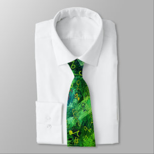 Green Musical Abstrakt Print Necktie Krawatte