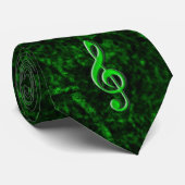 Green Musiknote Symbol Neck Tie Krawatte (Gerollt)