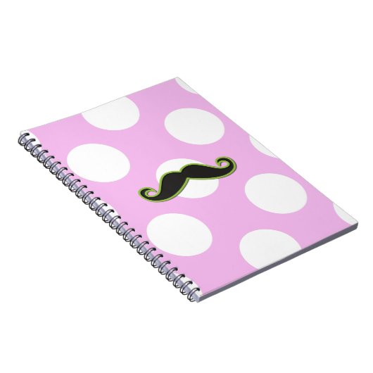 Green Mustache, Curl Mustache, Stache, Polka Dots Notizblock (Rechte Seite)