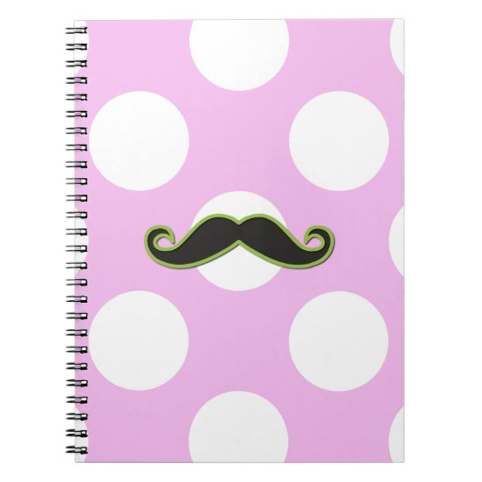 Green Mustache, Curl Mustache, Stache, Polka Dots Notizblock (Vorderseite)