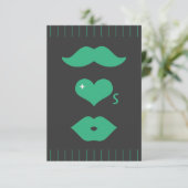 Green Mustache Wedding RSVP Karte (Stehend Vorderseite)