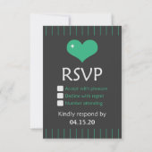 Green Mustache Wedding RSVP Karte (Rückseite)