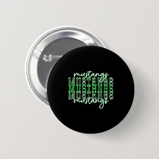Green Mustang Pride School Srit Game Day Mustangs Button (Vorne & Hinten)