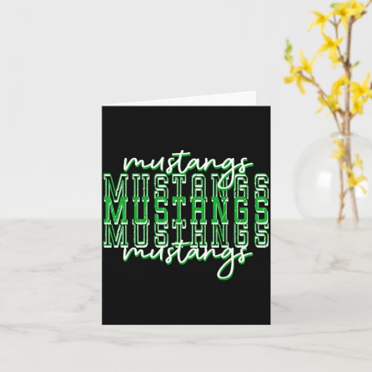 Green Mustang Pride School Srit Game Day Mustangs  Karte (Gelbe Blume)