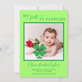 Green My First Patricks Baby Birth Foto Holiday Karte