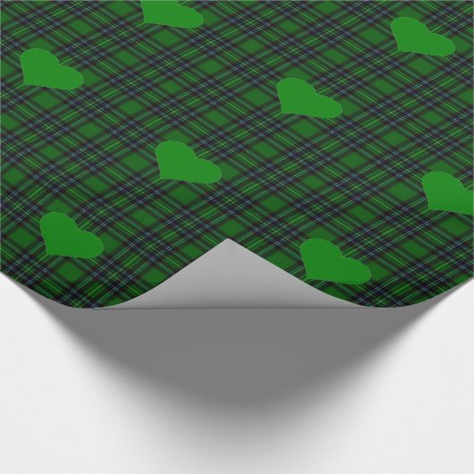 Green N' Black tartan Kariert - Grüner Herzinfarkt Geschenkpapier (Ecke)