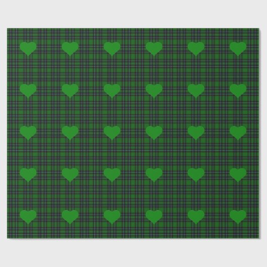 Green N' Black tartan Kariert - Grüner Herzinfarkt Geschenkpapier (Flach)
