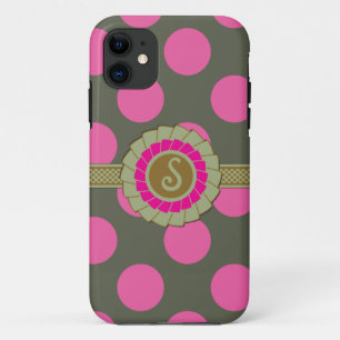 Green n Hot Pink Polka dots iPhone 5 Fall 11 Hülle