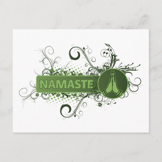 Green Namaste English Postkarte (Vorderseite)