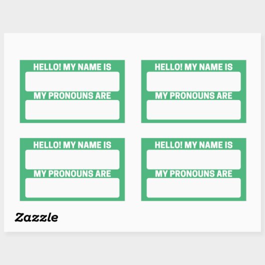 Green Name & Pronoun Labels Rechteckiger Aufkleber (Blatt)