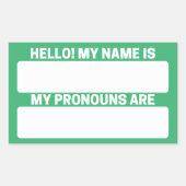 Green Name & Pronoun Labels Rechteckiger Aufkleber (Vorderseite)