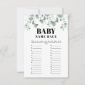 Green Name Race Printable Baby Shower Game Einladung (Vorderseite)