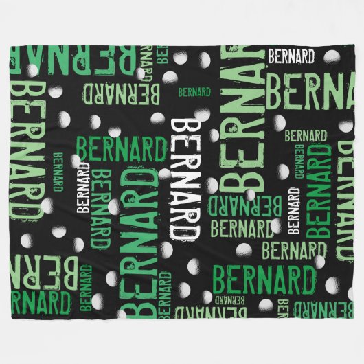 Green Names und Golf Balls überall in Black Fleecedecke (Vorderseite (Horizontal))