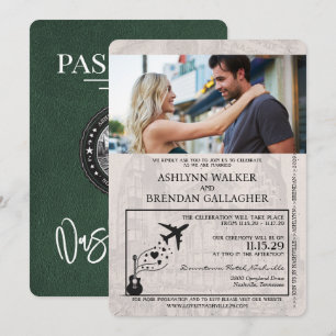 Green Nashville Passport Wedding Einladung