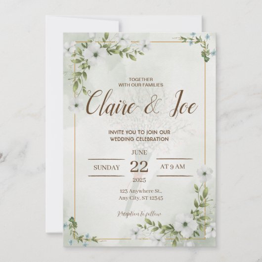 Green Natural Wedding Invitation Einladung (Vorderseite)