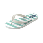 Green Nautical Anchor Boys Flip Flops Kinderbadesandalen (Schrägansicht)